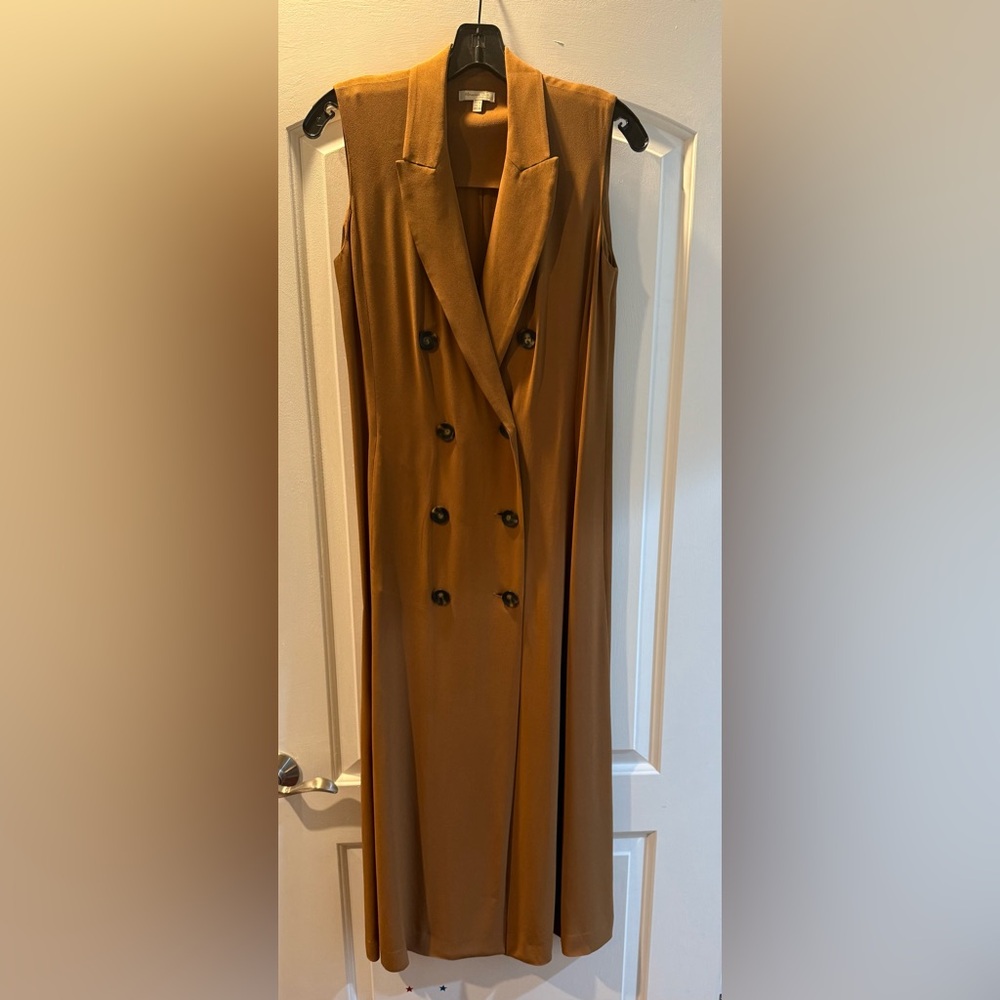 Massimo Dutti tuxedo dress in ochre brown size 6